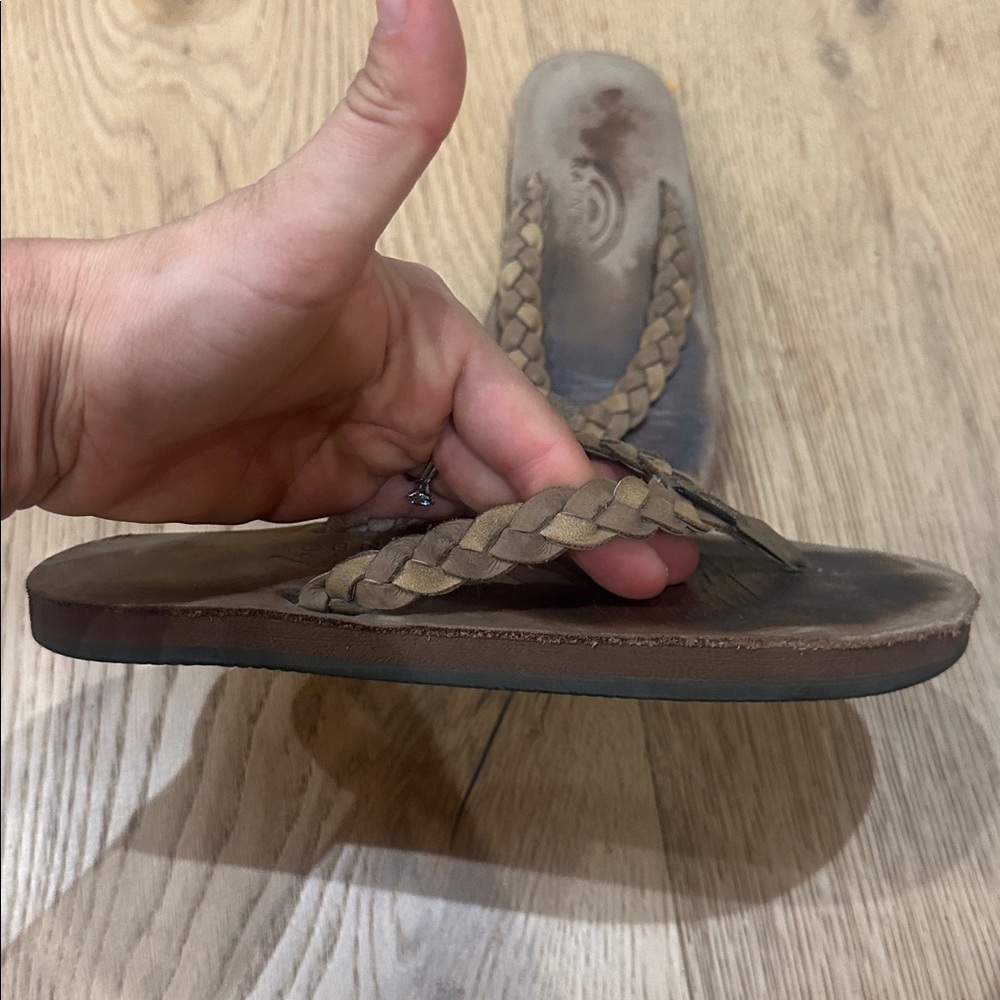 Rainbow Brown Braided Flip Flops 5